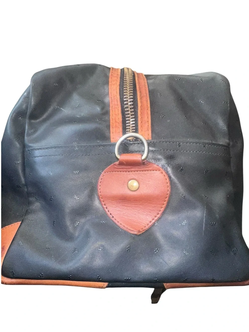 King Ranch Black Duffel Bag with Brown Leather Trim
